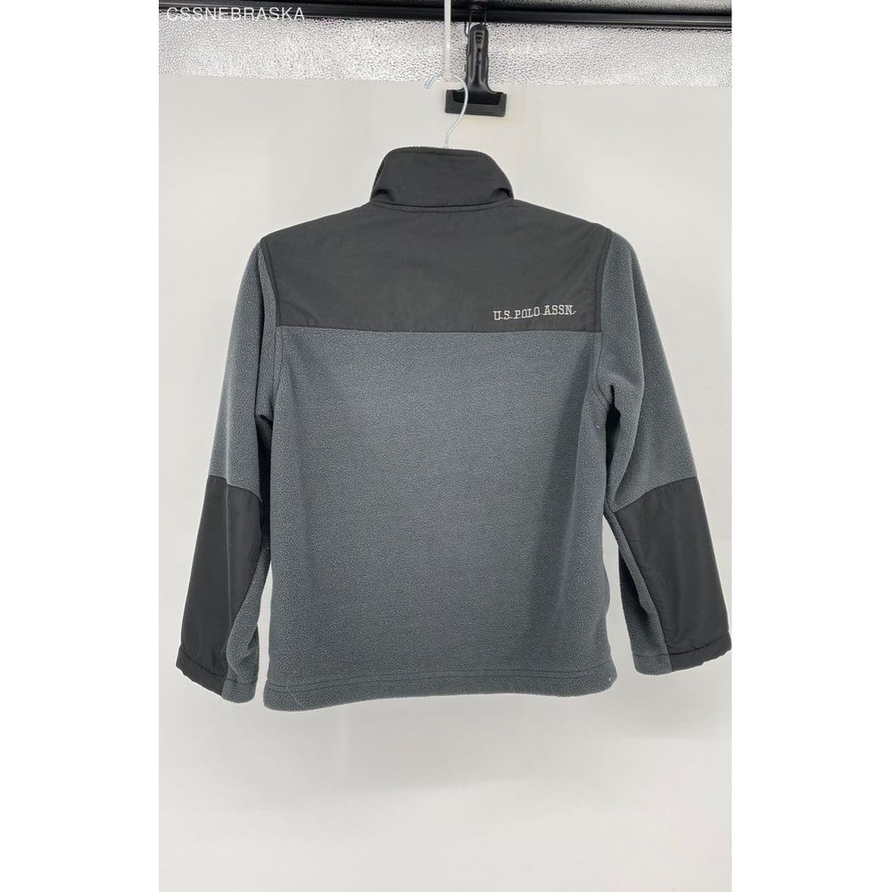 US Polo Assn Gray Kids Fleece Jacket Full Zip Coat Big Logo - Size 10/12 - Picture 4 of 6